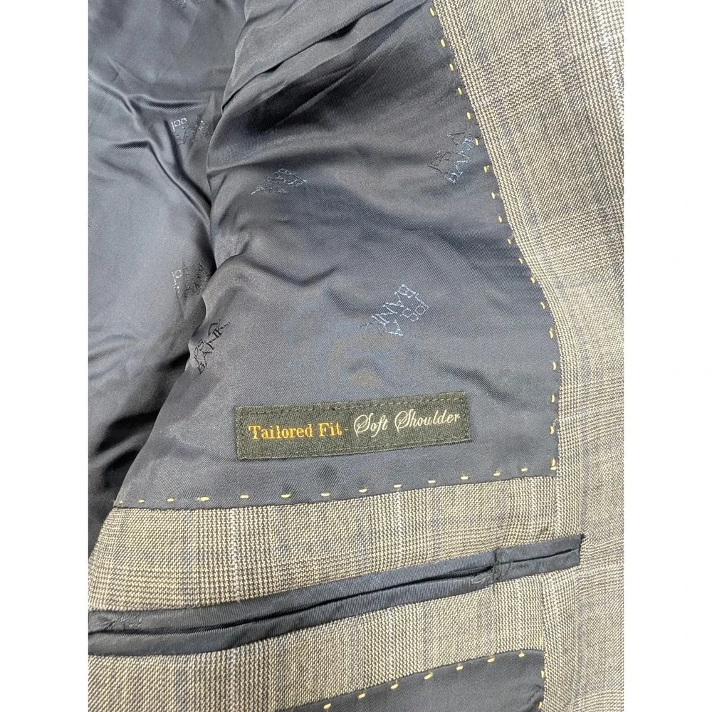 Jos. Bank Reserve Reda Blazer Suit Jacket Wool  Gray Glenn‎ Check 48R plaid READ